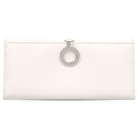 Bulgari Bvlgari White Leather Logo Clip Long Wallet White Eggshell