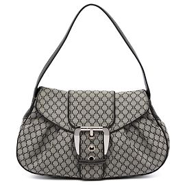 Céline Celine Gray Macadam Canvas Shoulder Bag Brown