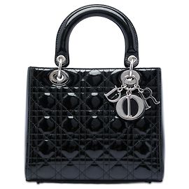Dior Black Medium Patent Cannage Lady Dior Black