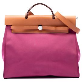Hermès Pink Toile Herbag Zip 39 Rose
