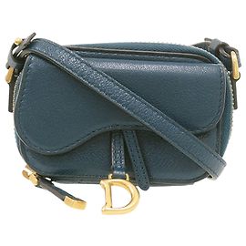 Pochette Saddle en peau de chevreau bleue Dior Bleu