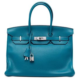 Hermès Blue Clemence Verso Birkin Retourne 35 Blue Other