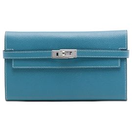 Hermès Blue Epsom Kelly Longue Wallet Blue Other