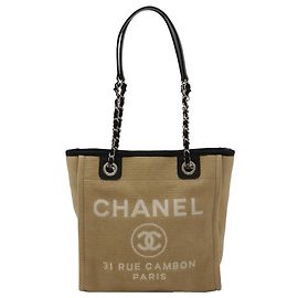 Chanel Beige Mini Canvas Deauville Tote Beige