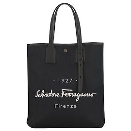 Salvatore Ferragamo Ferragamo Black Canvas 1927 Signature Tote Black