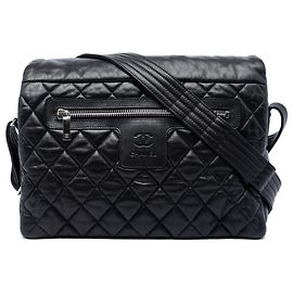 Chanel Black Large Quilted Caviar Coco Cocoon Messenger Bag Black
