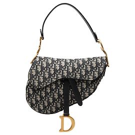 Sac Saddle en toile Blue Oblique Dior Bleu