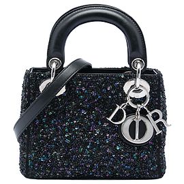 Dior Black Mini Satin Sequin Embellished Lady Dior Black
