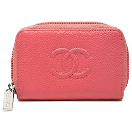 Monedero Chanel Pink CC Caviar con cremallera Rosa