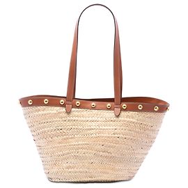 Céline Celine Beige Large Raffia Classic Studded Panier Tote Beige
