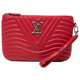 Pochette zippée New Wave en cuir de veau rouge Louis Vuitton Rouge