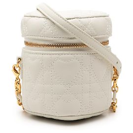Neceser DiorAmour Micro de piel de cordero blanco cannage corazón con cadena Dior Blanco Blanco roto