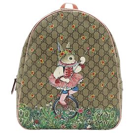Gucci Beige Yuko Higuchi Childrens GG Supreme Rabbit Backpack Beige