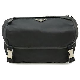 Borsa a tracolla Prada Nylon Leather Triangle Nero