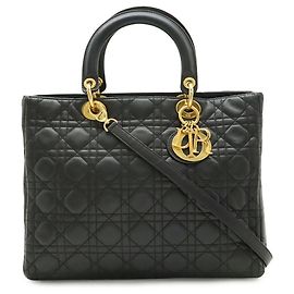 Christian Dior Lady Large Cannage Handbag Black