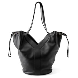Bolsa Tote de couro de vitelo preto Yves Saint Laurent Preto
