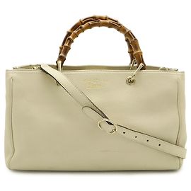 Sac cabas Gucci Bamboo Shopper Taille Medium Beige
