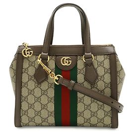 GUCCI Ophidia GG Supreme Small Tote Bag Red Beige Green