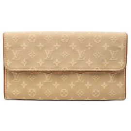 Louis Vuitton Monogram Mini Portefeuille Tresor International Long Wallet Beige