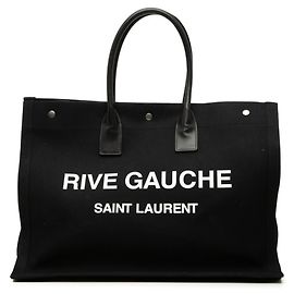 Saint Laurent RIVE GAUCHE Logo Print Tote Bag Schwarz