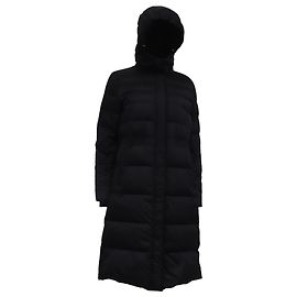 Theory Hooded Down Coat in Black Polyester Black