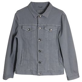 Brunello Cucinelli Biker Jacket in Washed Grey Denim Grey