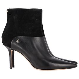 Jimmy Choo Beyla 85 Suede Trimmed Ankle Boots In Black Leather Black