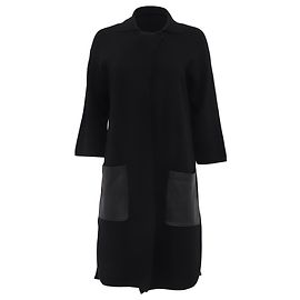 Max Mara Studio Single-Breasted Coat with Pockets in Black Silk Black
