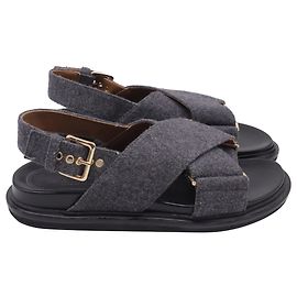 Sandali slingback Marni in lana grigia Grigio