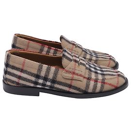 Mocasines Penny Burberry Check en lana beige Beige