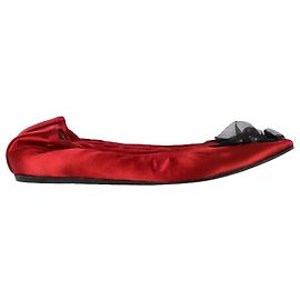 Sapatilhas Lanvin com broche em cetim vermelho Vermelho