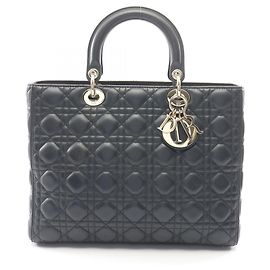 Borsa Christian Dior Dior Lady Large Cannage, Pelle, Donna, Nero Nero
