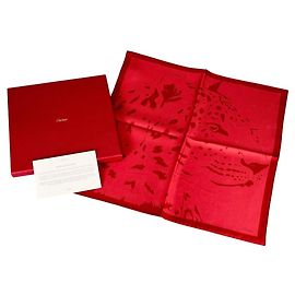 Pañuelo de Seda Cartier Square Panther Rojo Roja