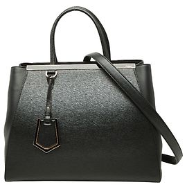 Fendi 2Jours Leather Handbag Black Black