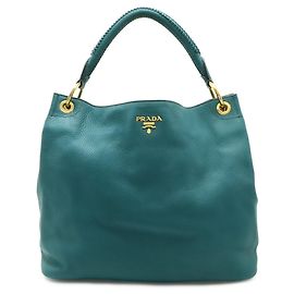 Bolsa de ombro em couro verde Prada Verde
