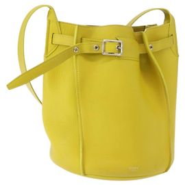 Céline Celine Long Strap Big Bag Bucket Leather Amarillo