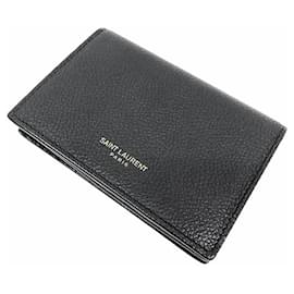 Porte-cartes en cuir noir Yves Saint Laurent Noir