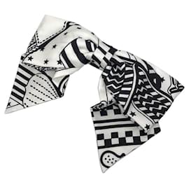 Hermès Hermes Ribbon Barrette in Black and White Black White