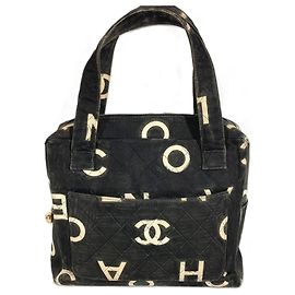 Borsa Tote Chanel Vintage All-Over Print Nero Bianco