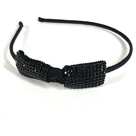 Arco de cabelo Alice em strass pretos Chanel Preto