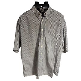 Yves Saint Laurent Pour Homme Camicia a maniche corte a righe Bianco Blu