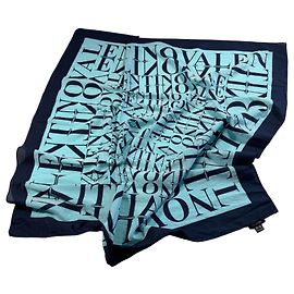 Valentino Monogram Silk Scarf Blue Light blue