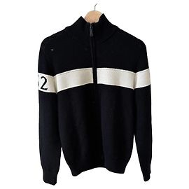 Pull Moncler en laine zippé Noir Blanc