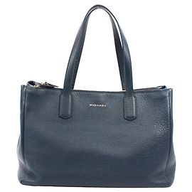Bulgari Bvlgari Navy Leather Tote Bag Navy blue