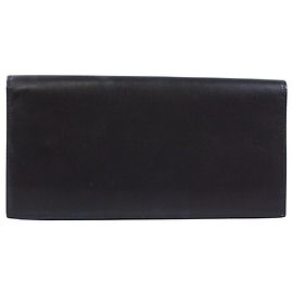 Hermès Hermes Black Box Calf Long Wallet Black