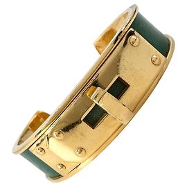 Hermès Bracciale Kelly Hermes in Oro e Pelle Verde D'oro Verde
