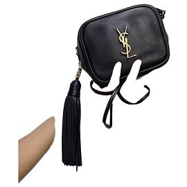 Sac bandoulière Saint Laurent en cuir noir Noir