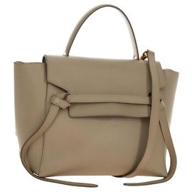 Céline Bolsa CELINE Belt Bag Micro de couro 2way Bege Ouro Auth 185805M Bege Dourado