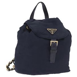 Rucksack PRADA Nylon Navy Gold Auth gh2105 Golden Marineblau
