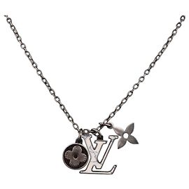 Colar de metal Silver LOUIS VUITTON M00317 LV Auth am11978A Prata